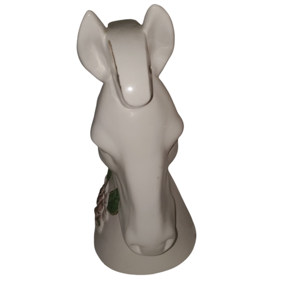 Vintage ceramic horse head with floral designs - Picture 4 of 7